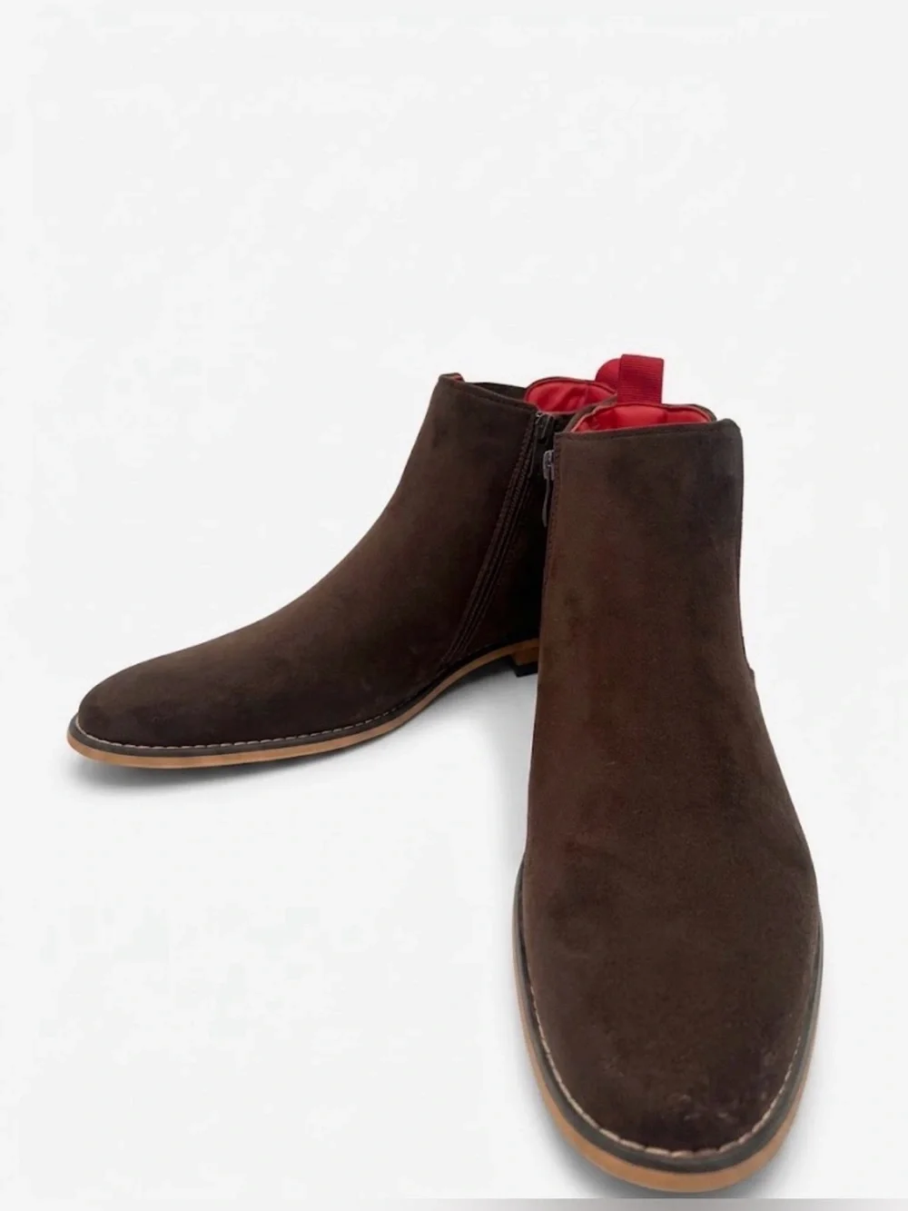 Tayno Men's Brown Suede Chukka Boots with Side Zip